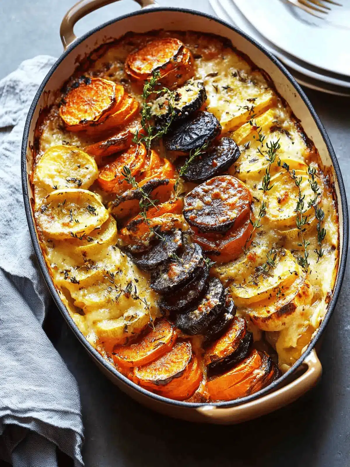 Cheesy Root Vegetable Gratin