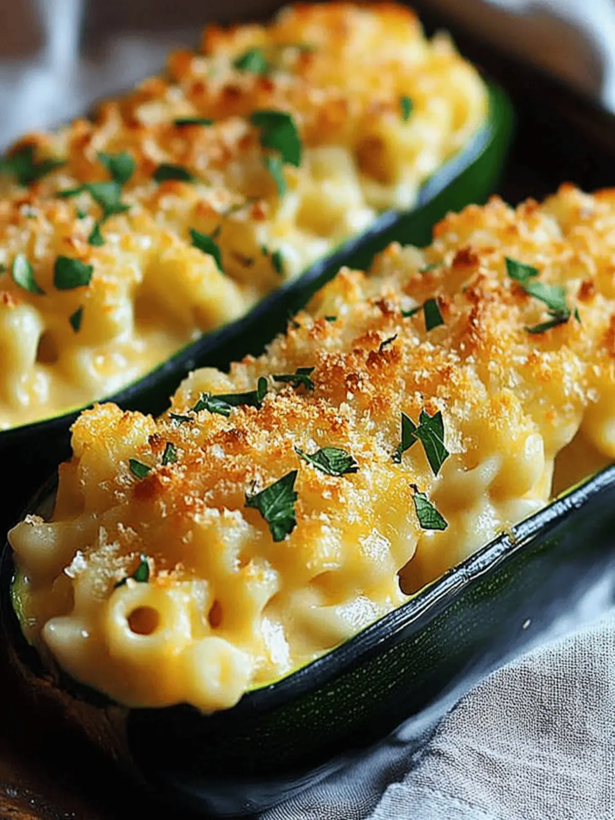Mac & Cheese Stuffed Zucchini
