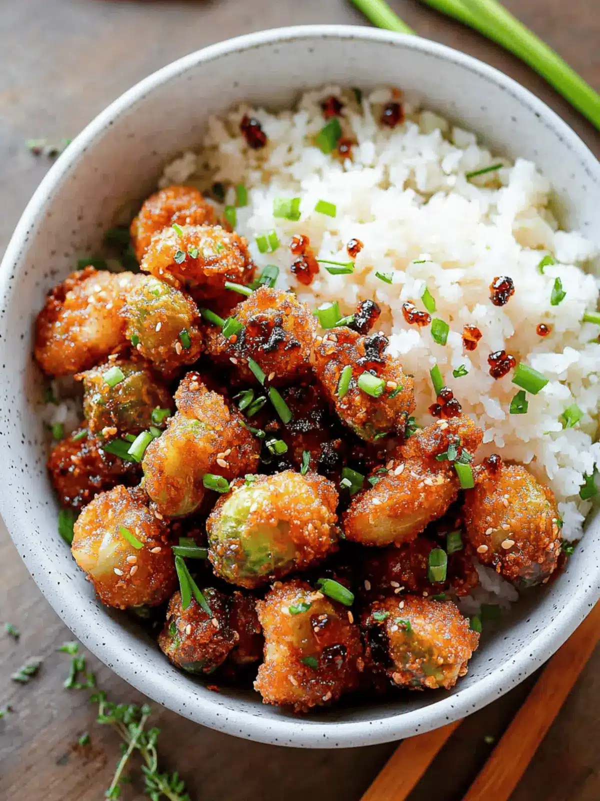 Vegan Crispy Firecracker Brussels Sprouts