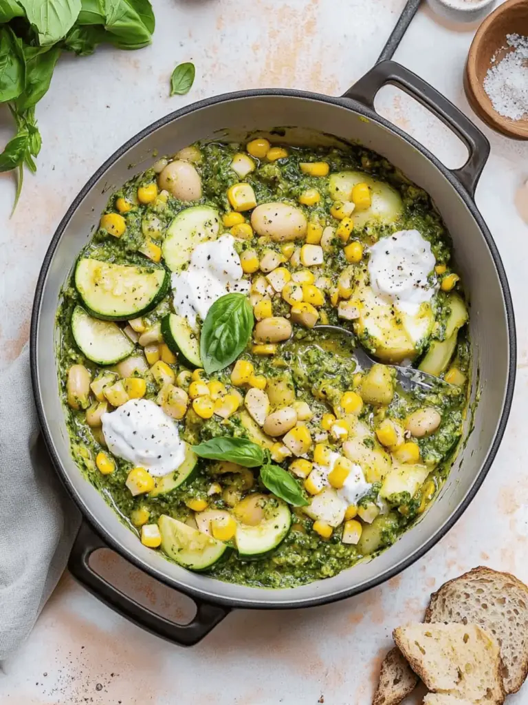 Pesto Courgette Corn and Butterbeans (Vegan High-Protein)