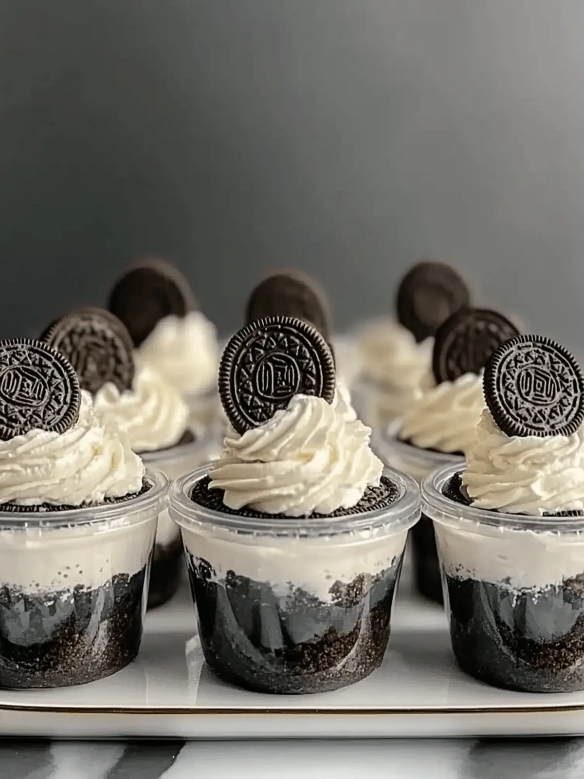 Mini Oreo Dessert Cups with Whipped Cream Cheese Filling