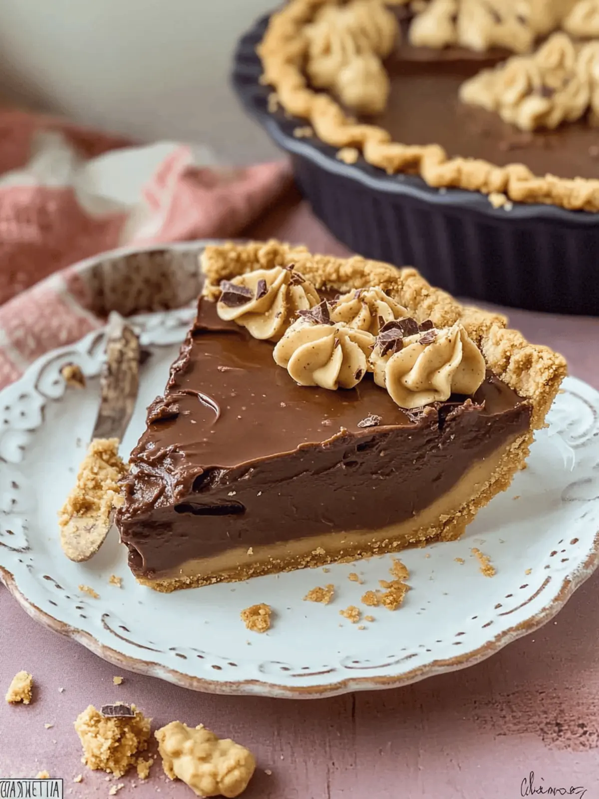 No Bake Chocolate Peanut Butter Pie with Graham Cracker Crust