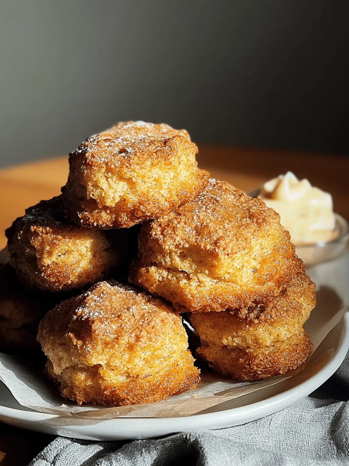 Cinnamon Crunch Pumpkin Cathead Biscuits with Whipped Maple Butter