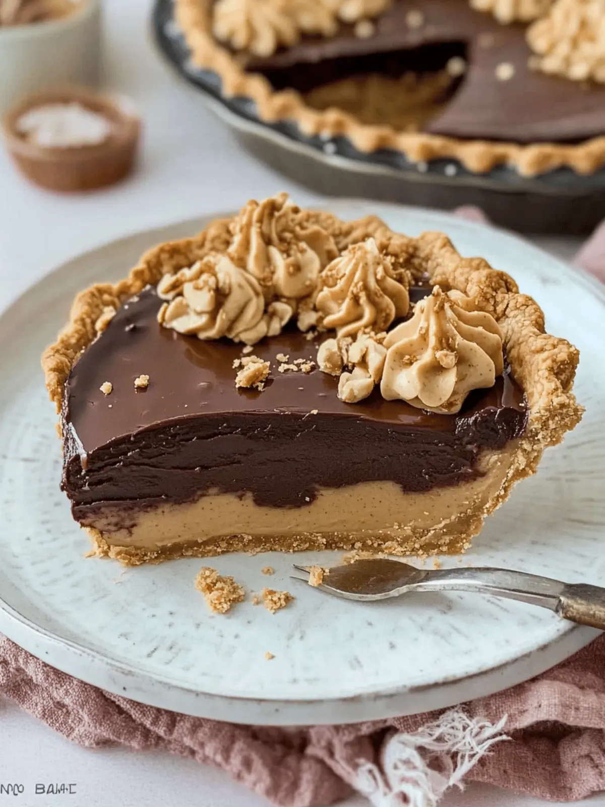 No Bake Chocolate Peanut Butter Pie with Graham Cracker Crust