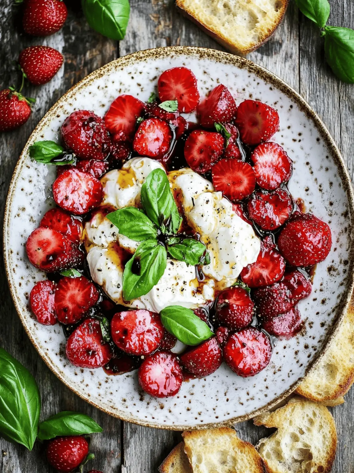 Burrata with Balsamic Strawberries & Basil