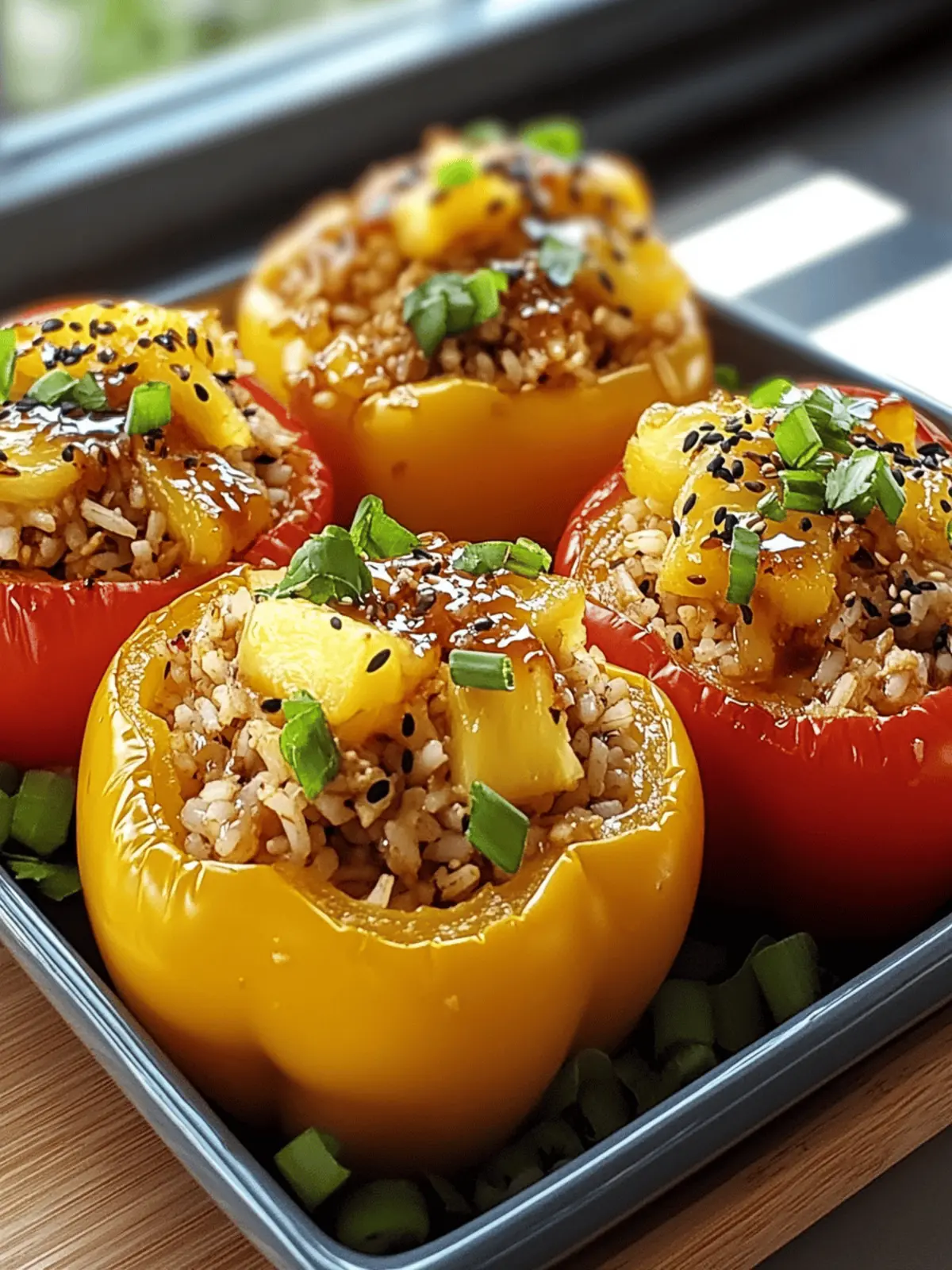 Teriyaki Pineapple Chicken & Rice Stuffed Peppers Delight