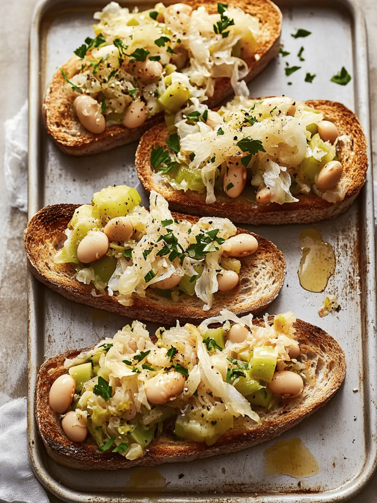 Creamy Leeks and Butter Bean Toasts with Sauerkraut Bliss 3 Creamy Leeks + Butter Bean Toasts with Sauerkraut