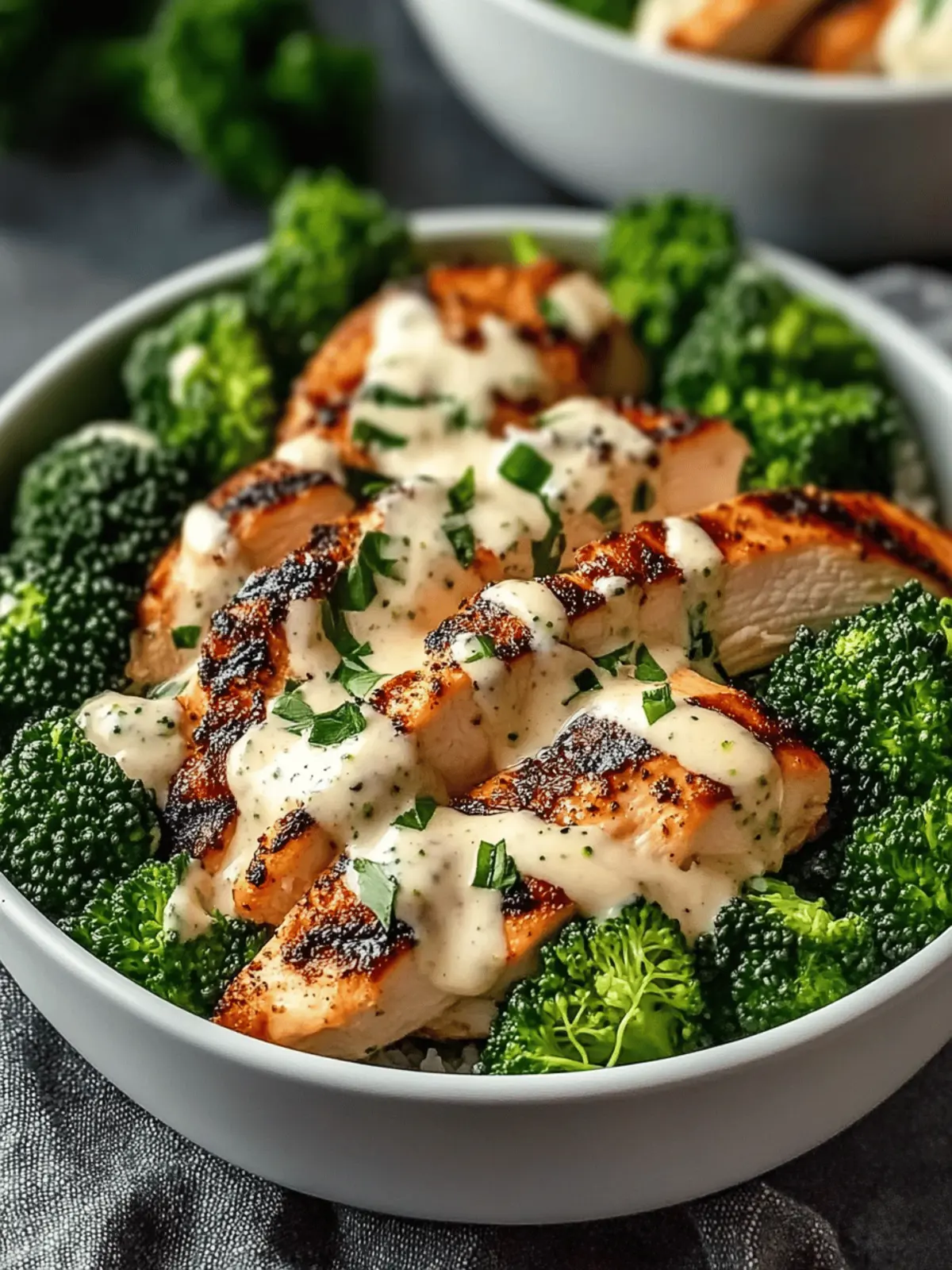 Grilled Chicken & Broccoli Bowls with Creamy Garlic Bliss 3 Grilled Chicken & Broccoli Bowls with Creamy Garlic Sauce