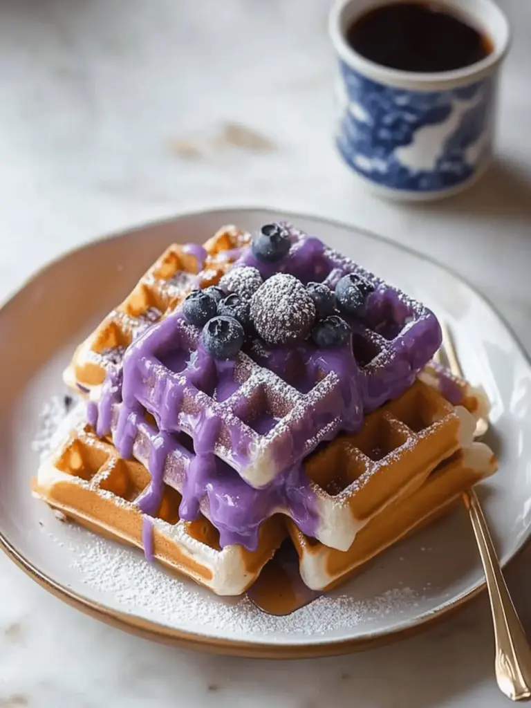 Ube Waffles with Macapuno Syrup