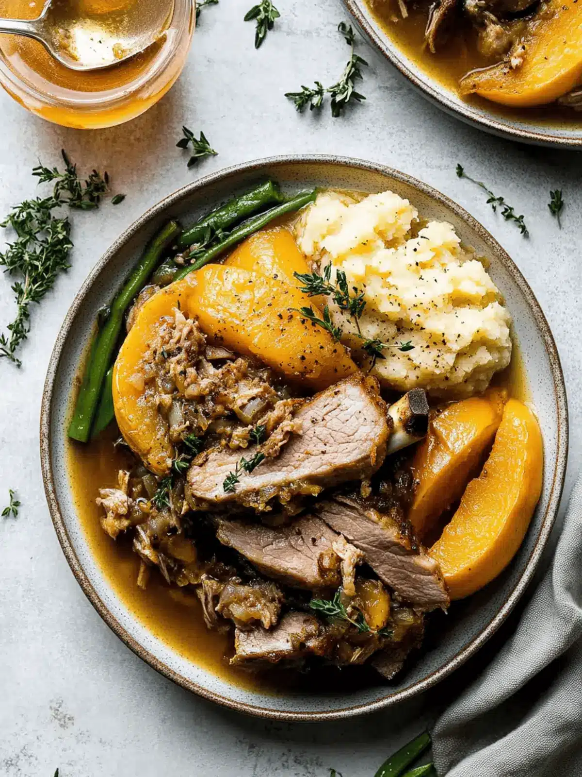 Apple Cider Braised Pork Shoulder with Roasted Garlic Whipped Butternut Squash