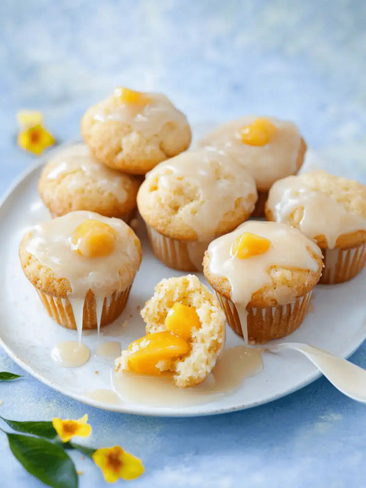 Mango Muffins with Passion Fruit Glaze