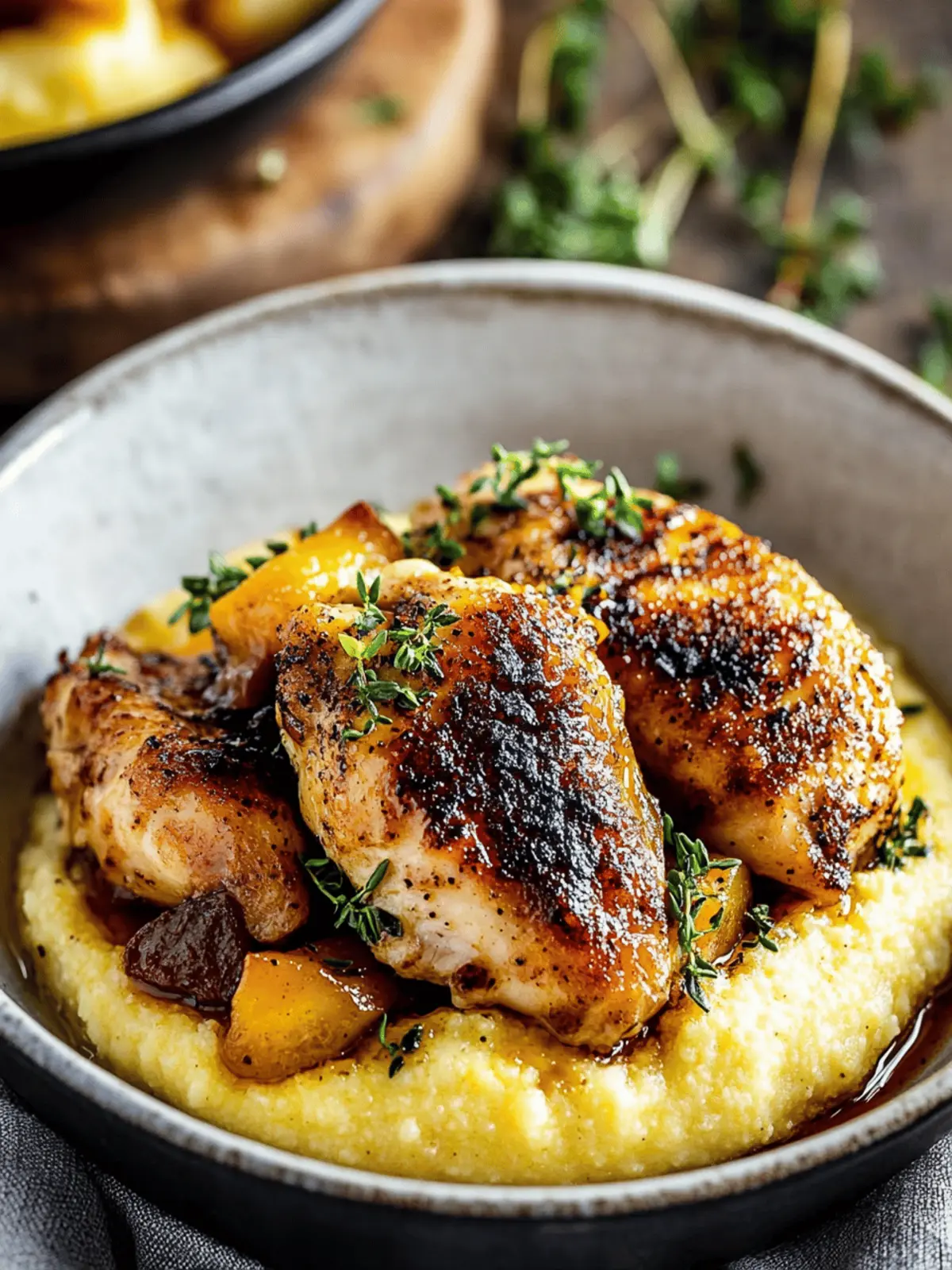 Spicy Maple Mustard Chicken With Creamy Polenta