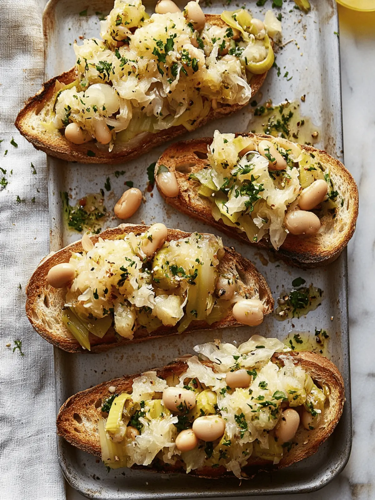 Creamy Leeks and Butter Bean Toasts with Sauerkraut Bliss 2 Creamy Leeks + Butter Bean Toasts with Sauerkraut