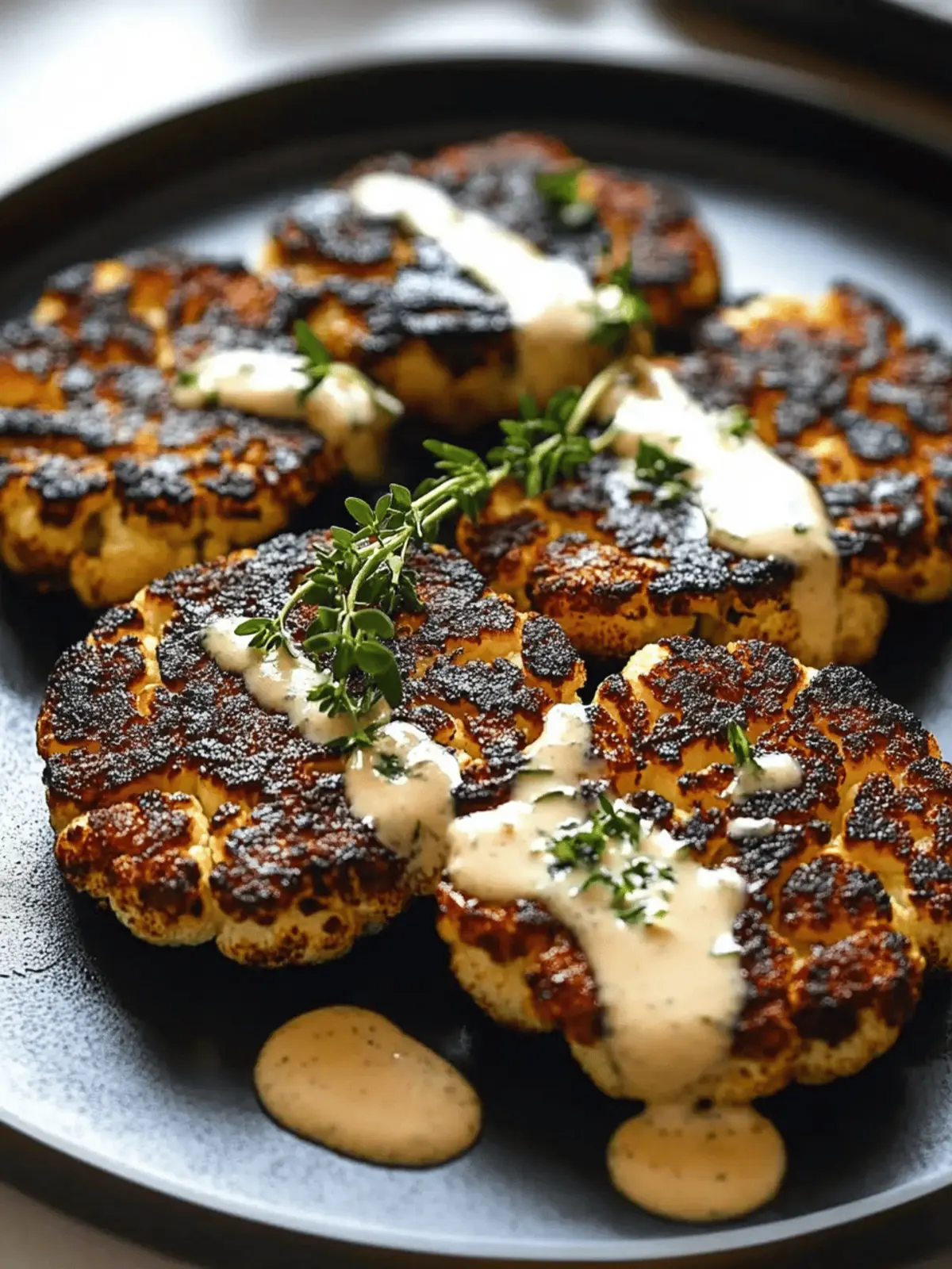 Smoky Cauliflower Steaks with Garlic Lemon Sauce