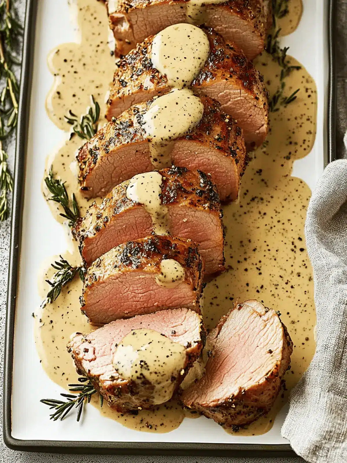 Oven-Baked Pork Tenderloin with Dijon Cream Sauce