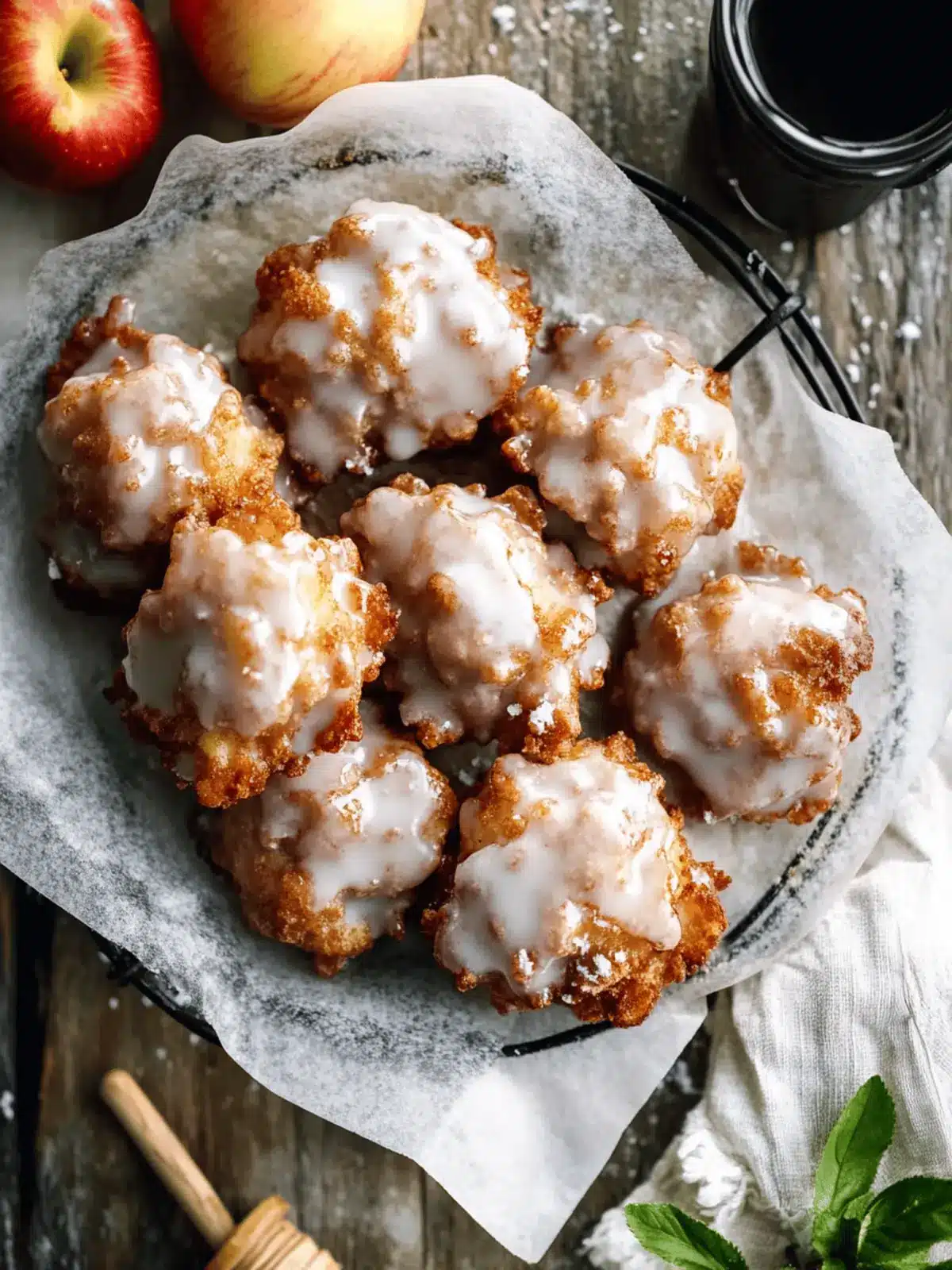Apple Fritters with Salted Maple Glaze