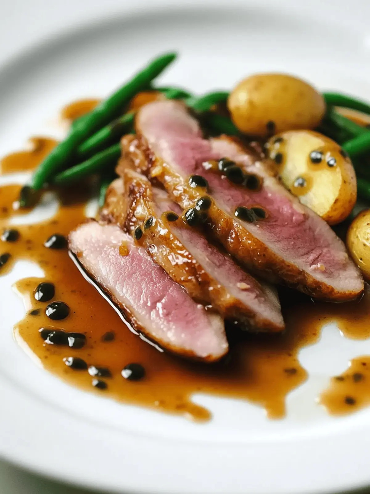 Duck Breast with Passion Fruit Sauce and Crushed New Potatoes Delight 5 Duck Breast With Passion Fruit Sauce And Crushed New Potatoes