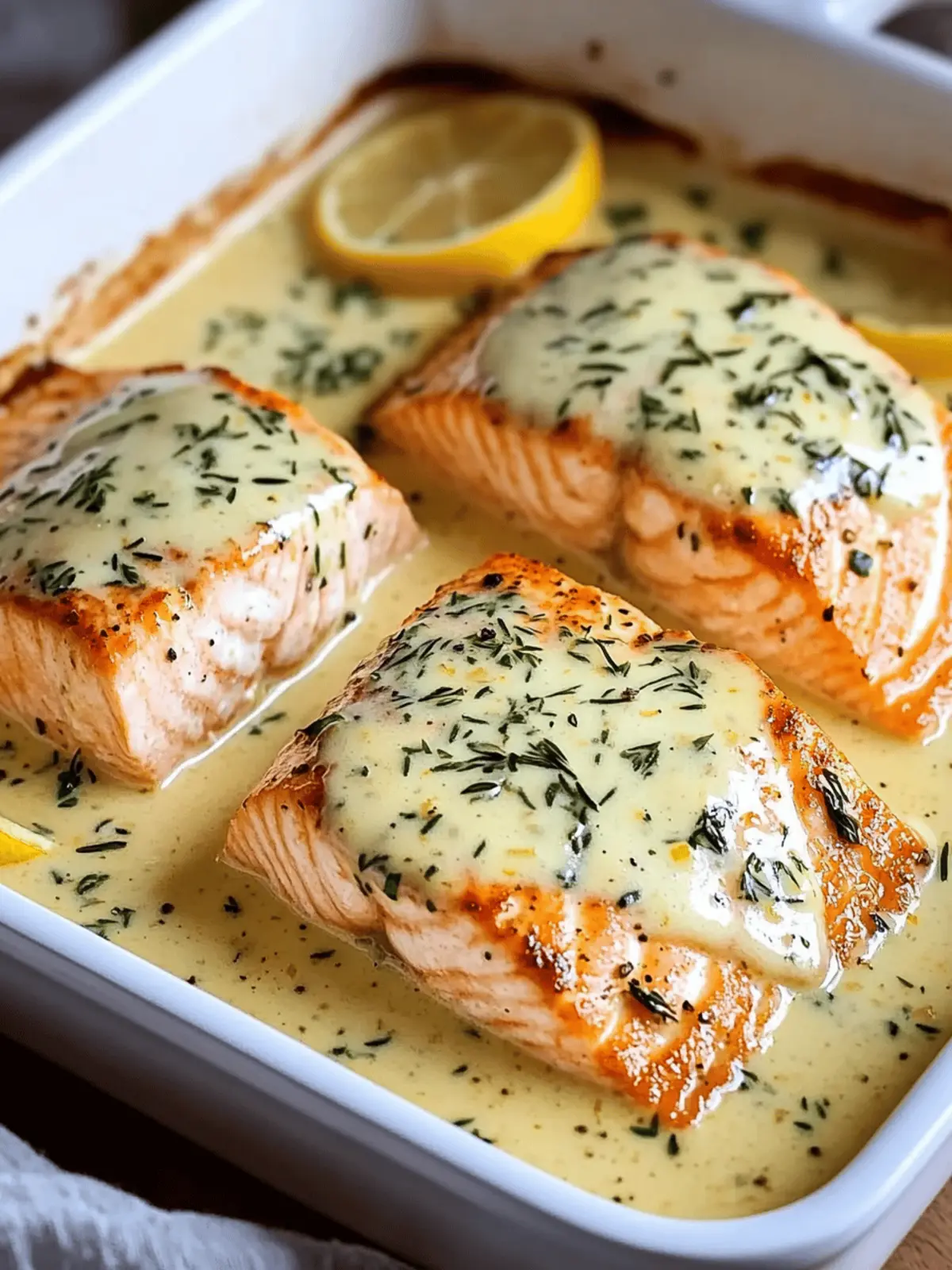 Baked Salmon with Lemon Butter Cream Sauce