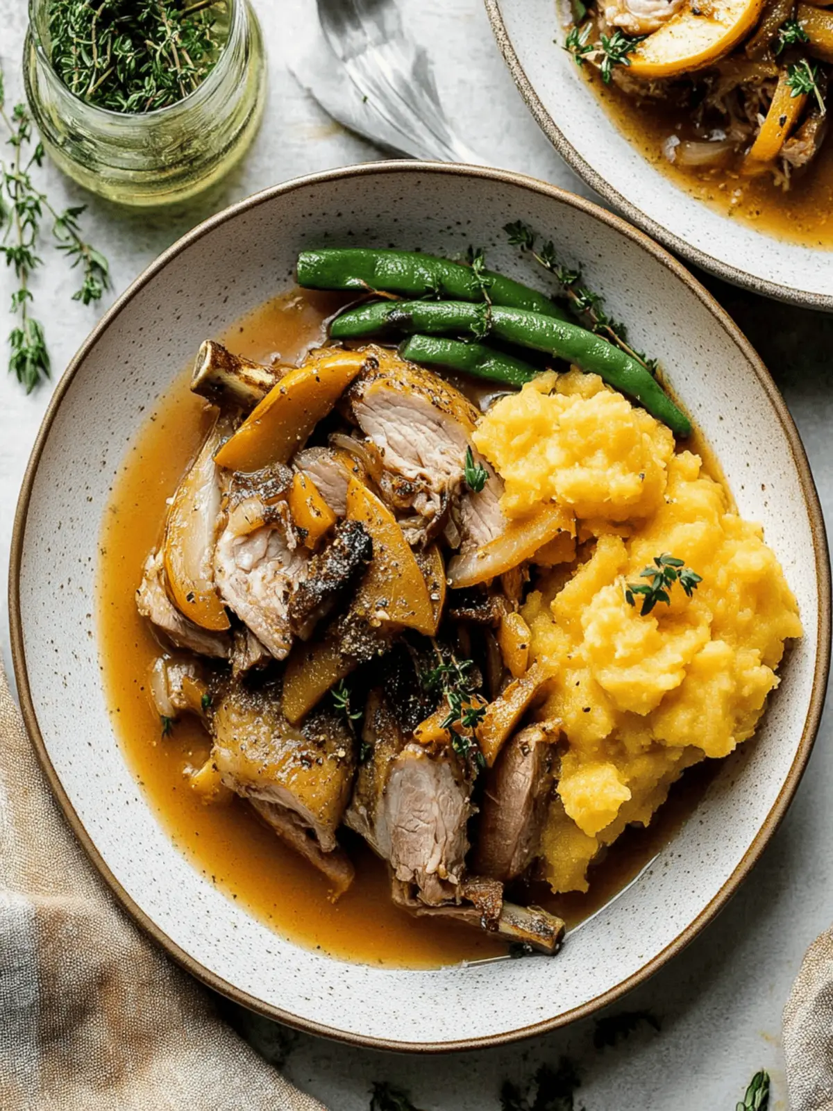 Apple Cider Braised Pork Shoulder with Roasted Garlic Whipped Butternut Squash