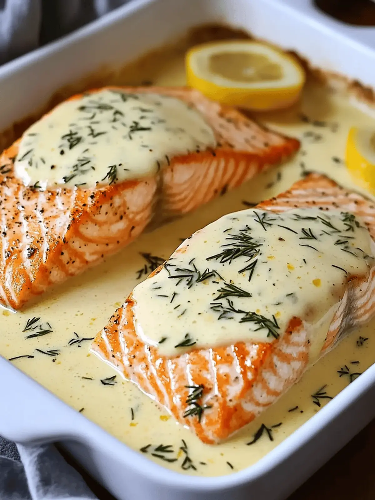 Baked Salmon with Lemon Butter Cream Sauce