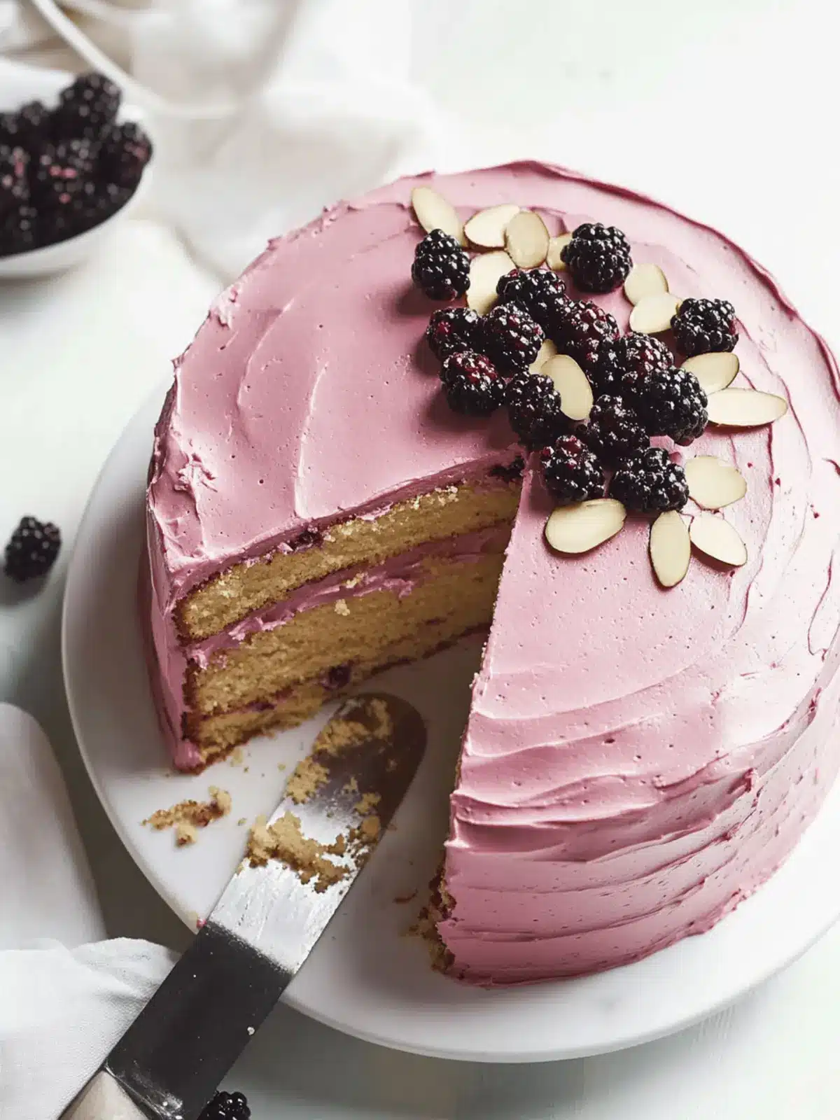 Almond Layer Cake with Blackberry Buttercream