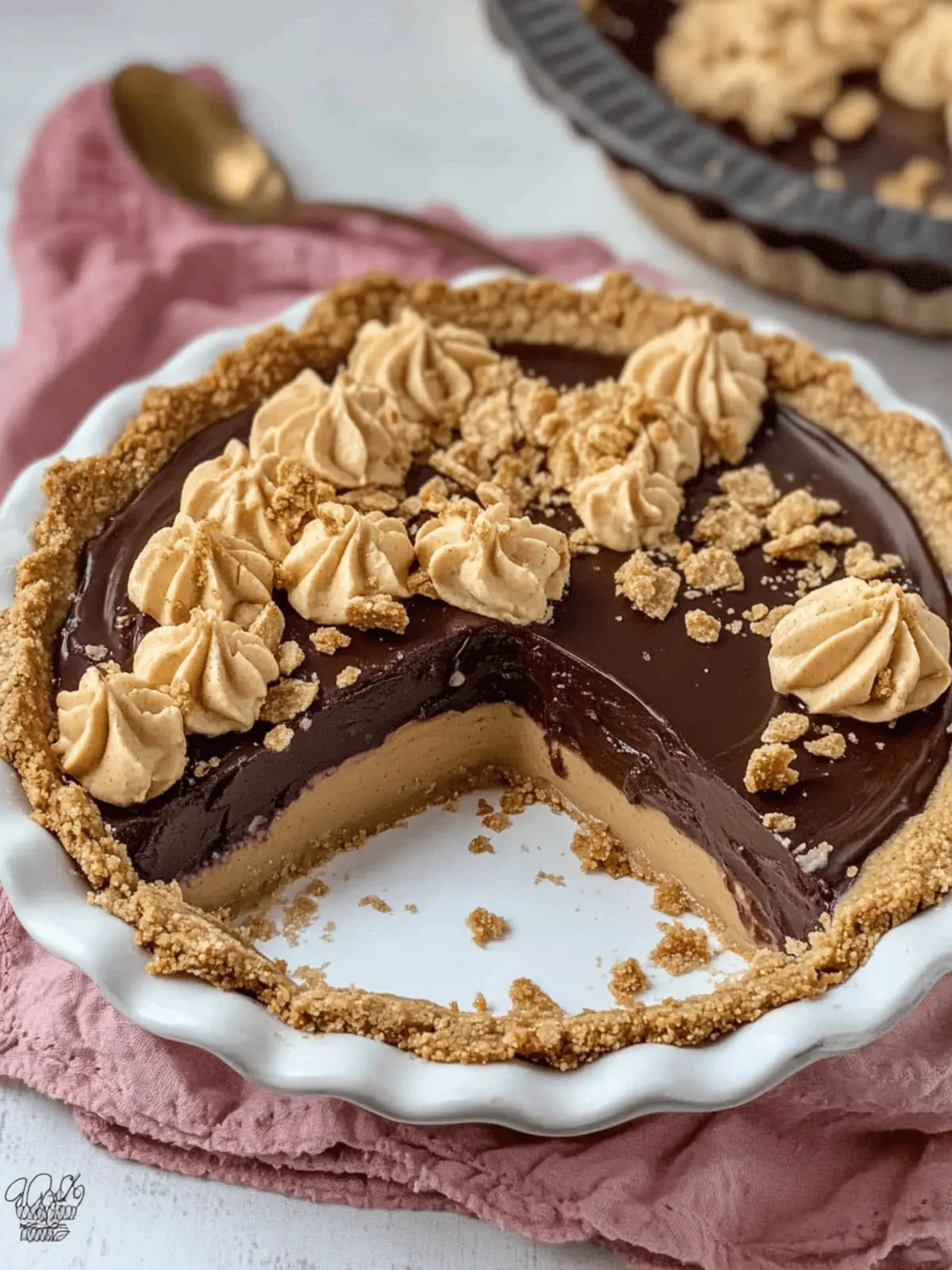 No Bake Chocolate Peanut Butter Pie with Graham Cracker Crust