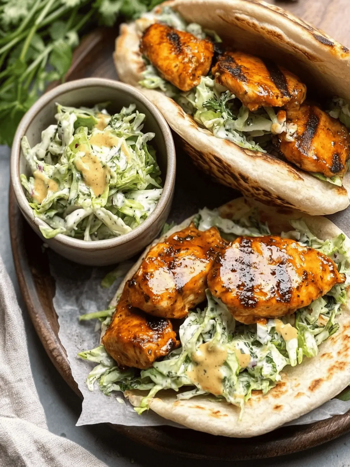 Sheet Pan Chicken Pitas with Herby Ranch Slaw