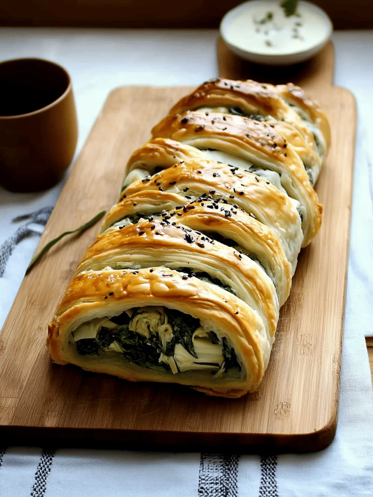 Spinach & Artichoke Puff Pastry Braid
