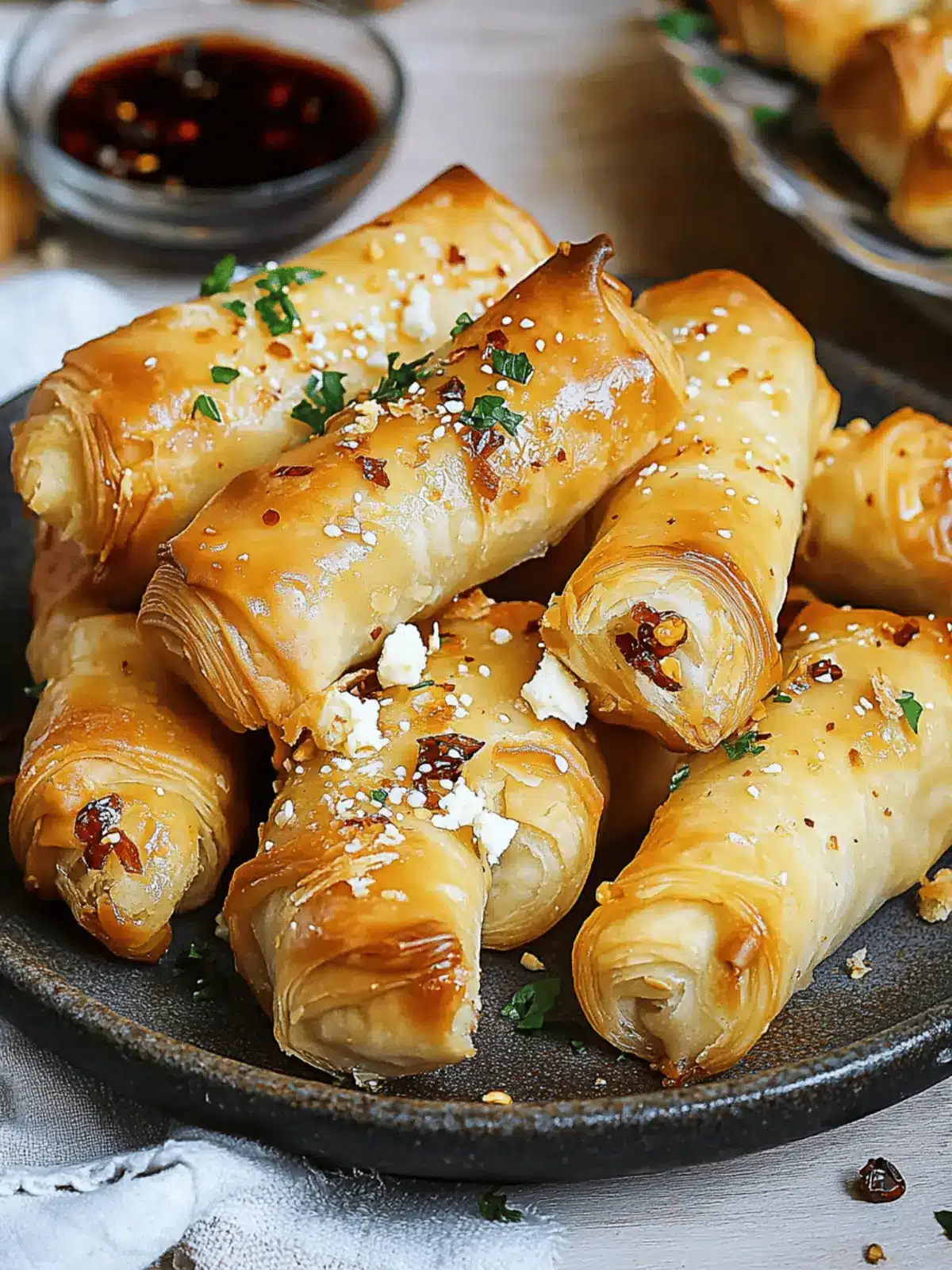 Flaky Chili Honey Feta Rolls Appetizer
