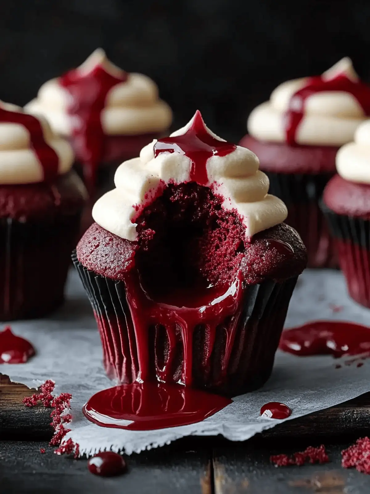Halloween Vampire Bite Cupcakes