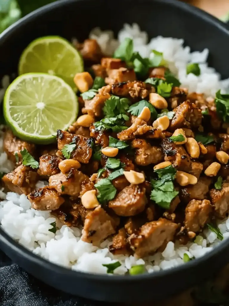 Easy Ginger Lime Pork with Creamy Coconut Rice