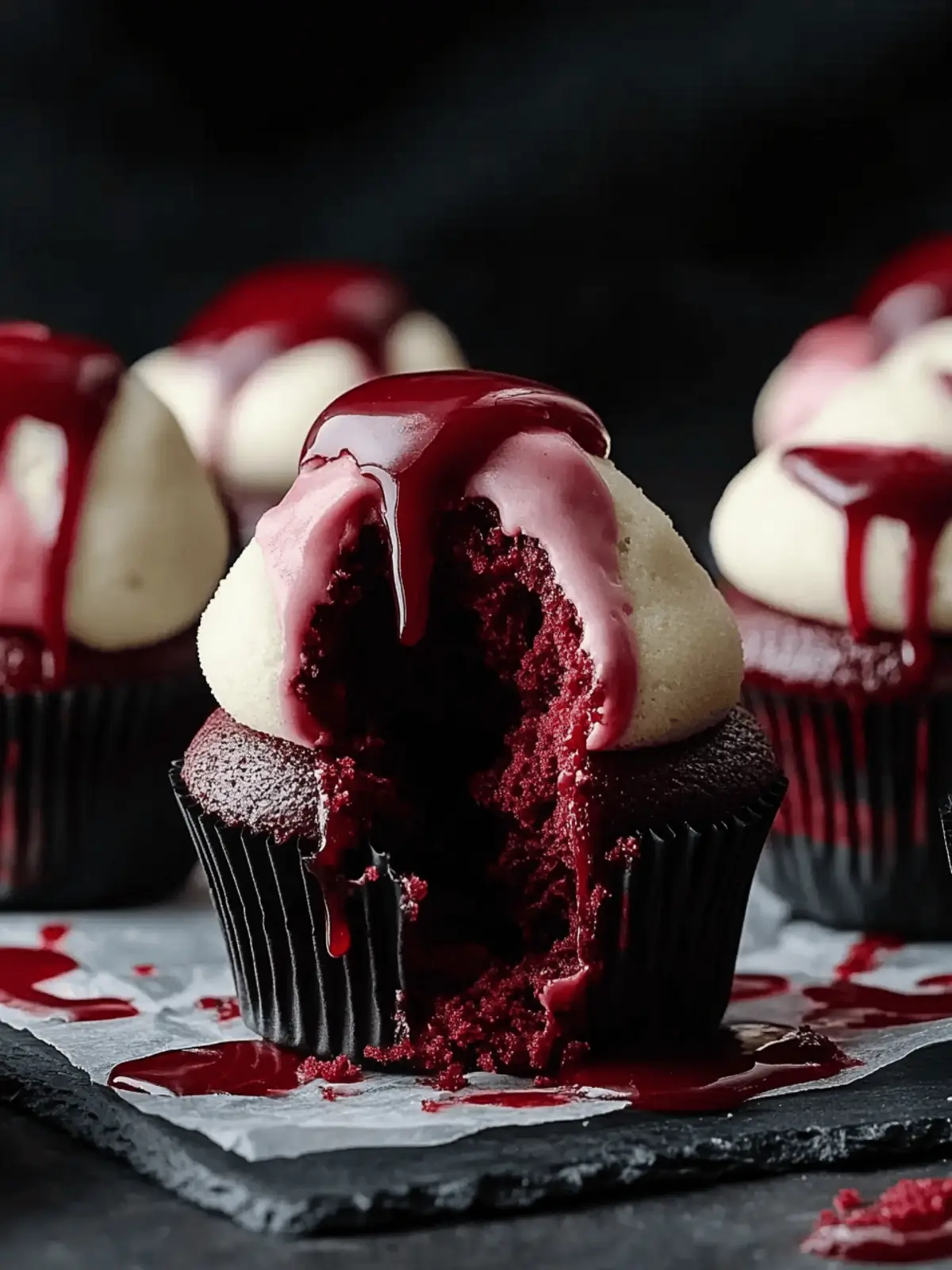 Halloween Vampire Bite Cupcakes