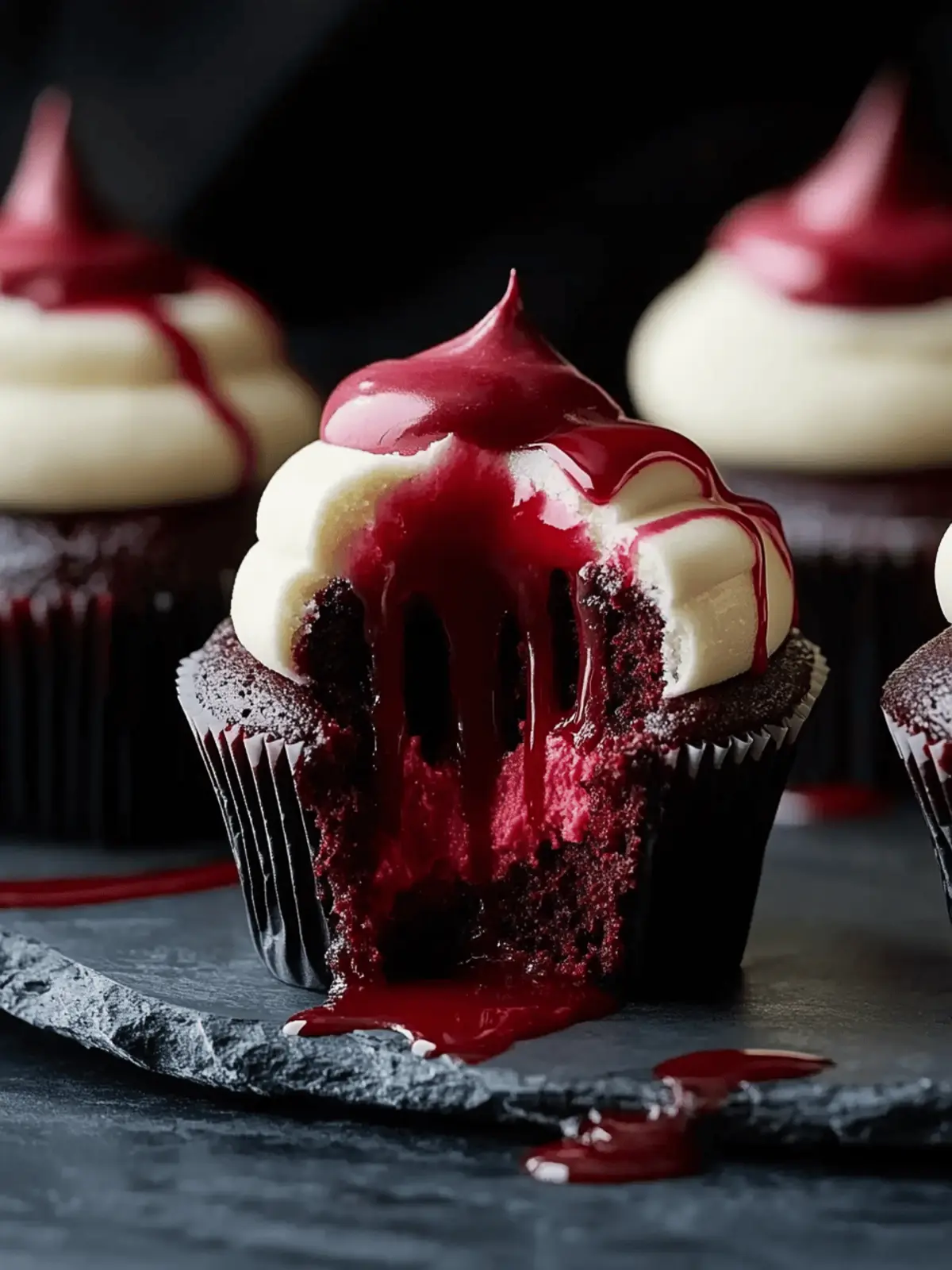 Halloween Vampire Bite Cupcakes