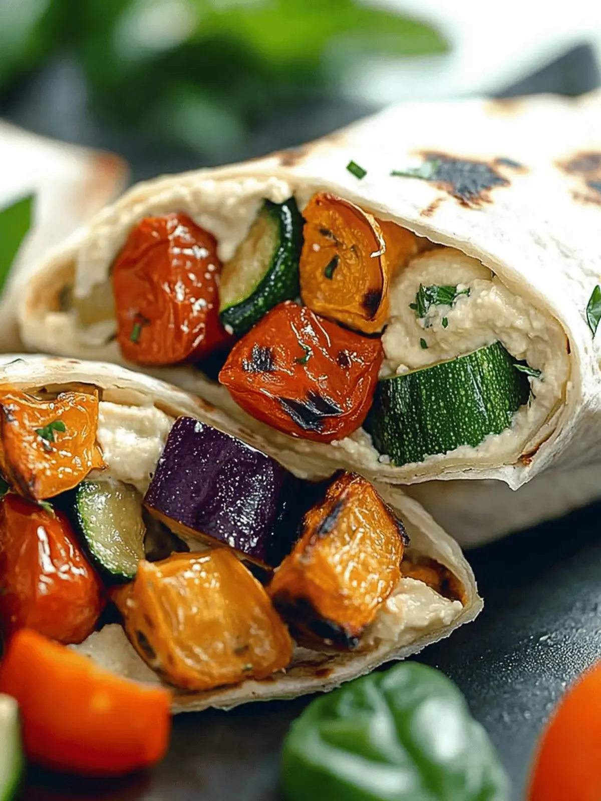 Roasted Veggie and Hummus Wraps