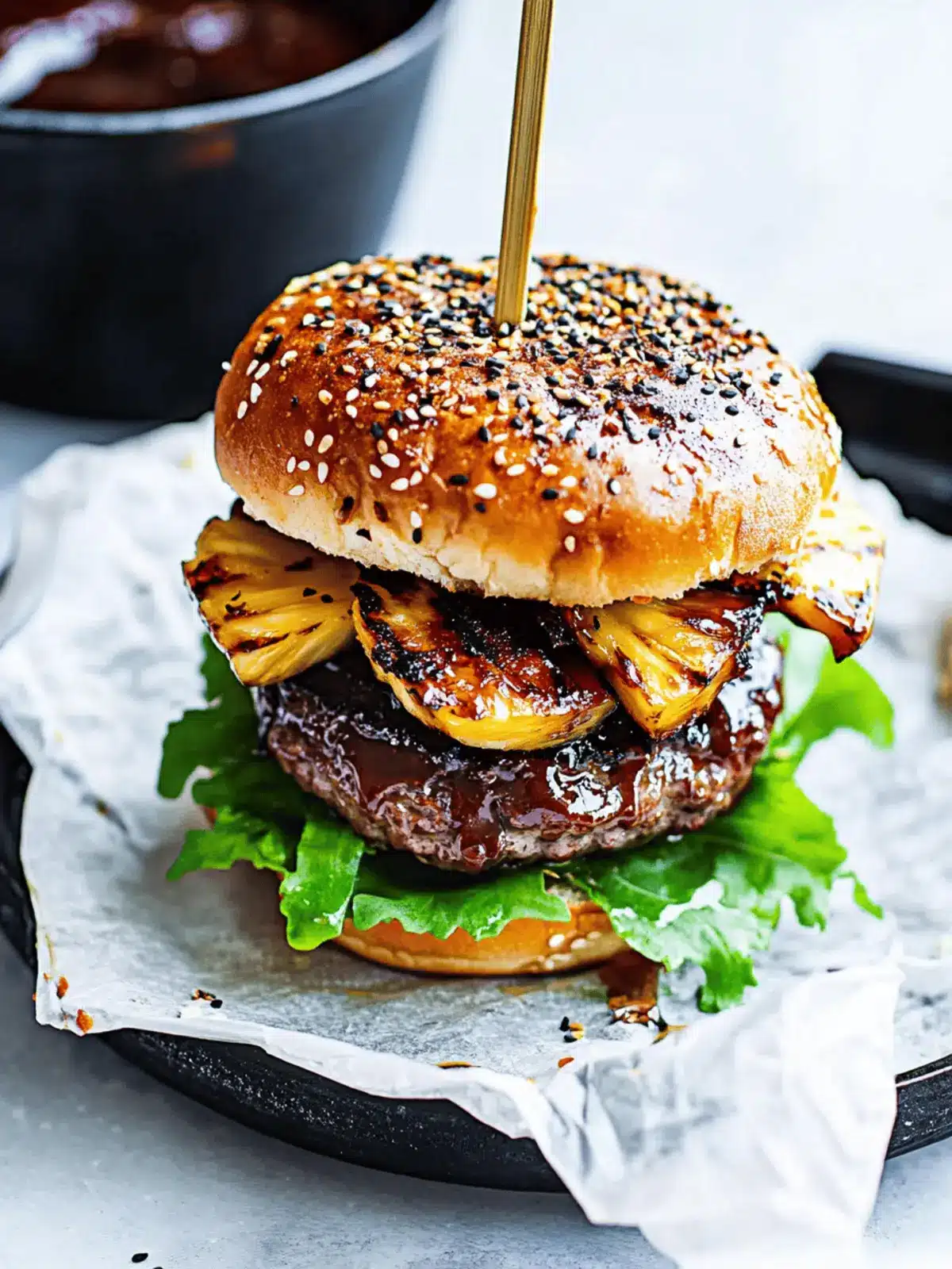 Hawaiian Teriyaki Burgers with Grilled Pineapple