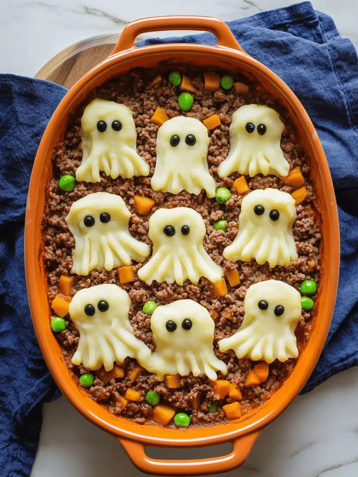Easy Creepy Shepherd’s Pie With Ground Beef And Ghost Potatoes