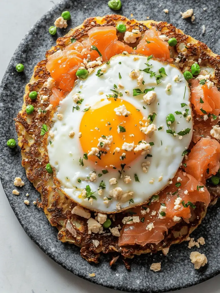 Crispy Potato Pancakes with Smoked Salmon and a Poached Egg
