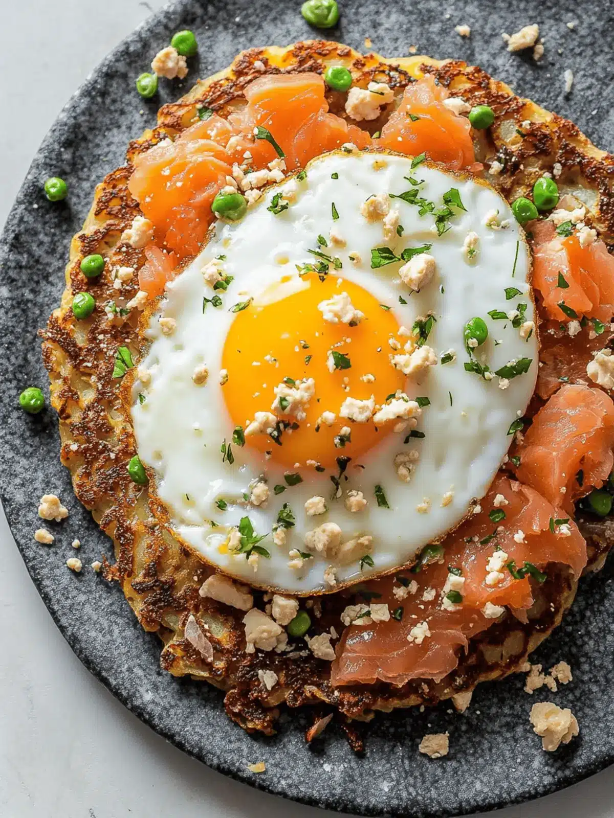 Crispy Potato Pancakes with Smoked Salmon and a Poached Egg