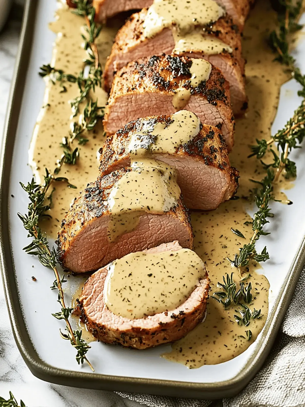 Oven-Baked Pork Tenderloin with Dijon Cream Sauce