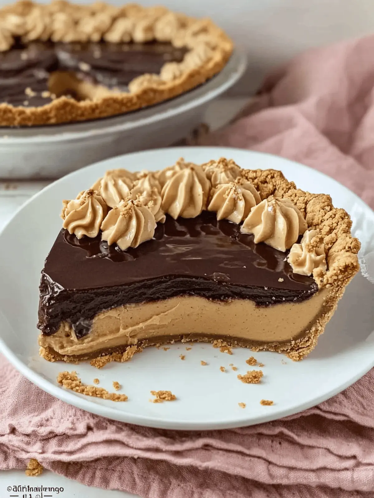 No Bake Chocolate Peanut Butter Pie with Graham Cracker Crust