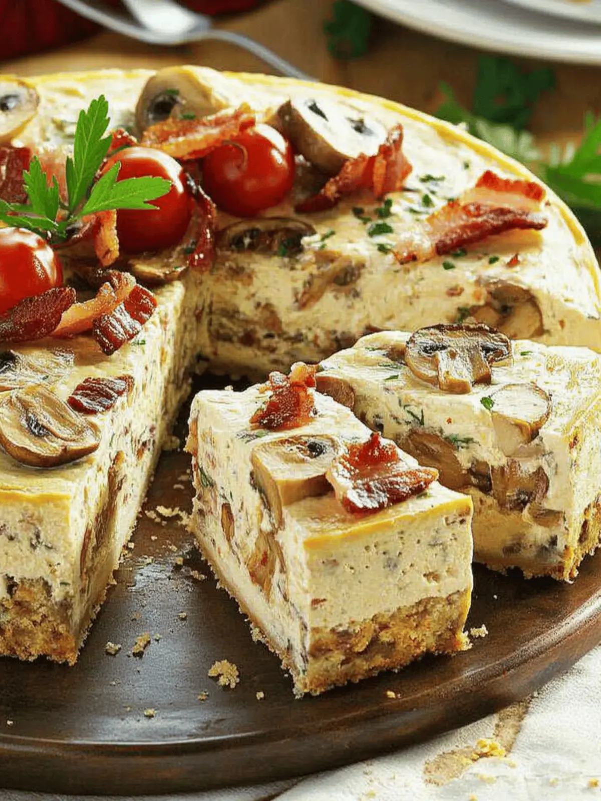 Mushroom and Bacon Cheesecake