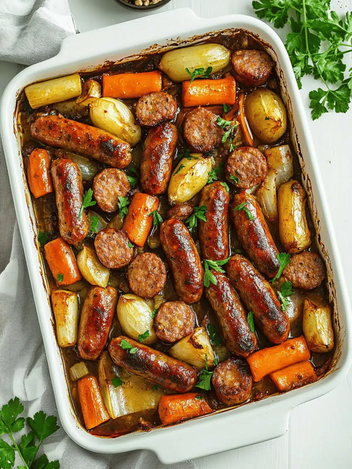 Quick Pork Sausage Tray Bake