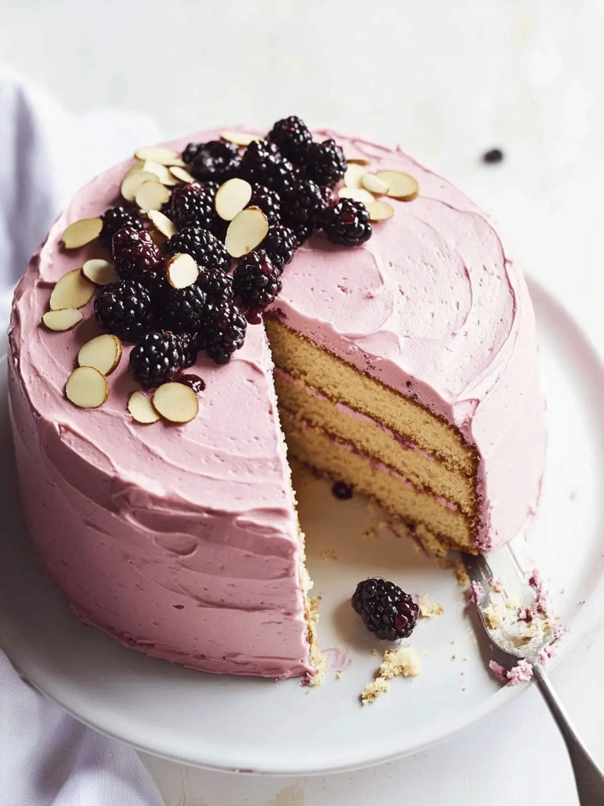 Almond Layer Cake with Blackberry Buttercream