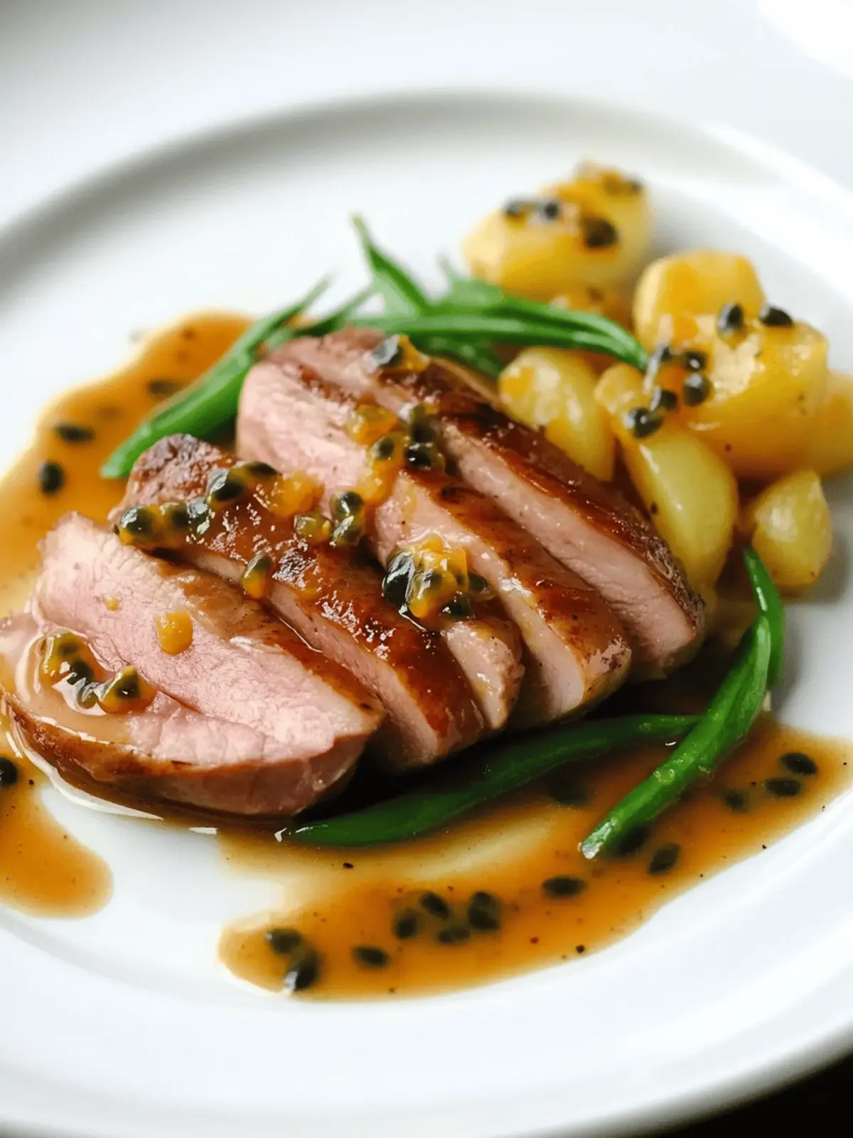 Duck Breast with Passion Fruit Sauce and Crushed New Potatoes Delight 3 Duck Breast With Passion Fruit Sauce And Crushed New Potatoes