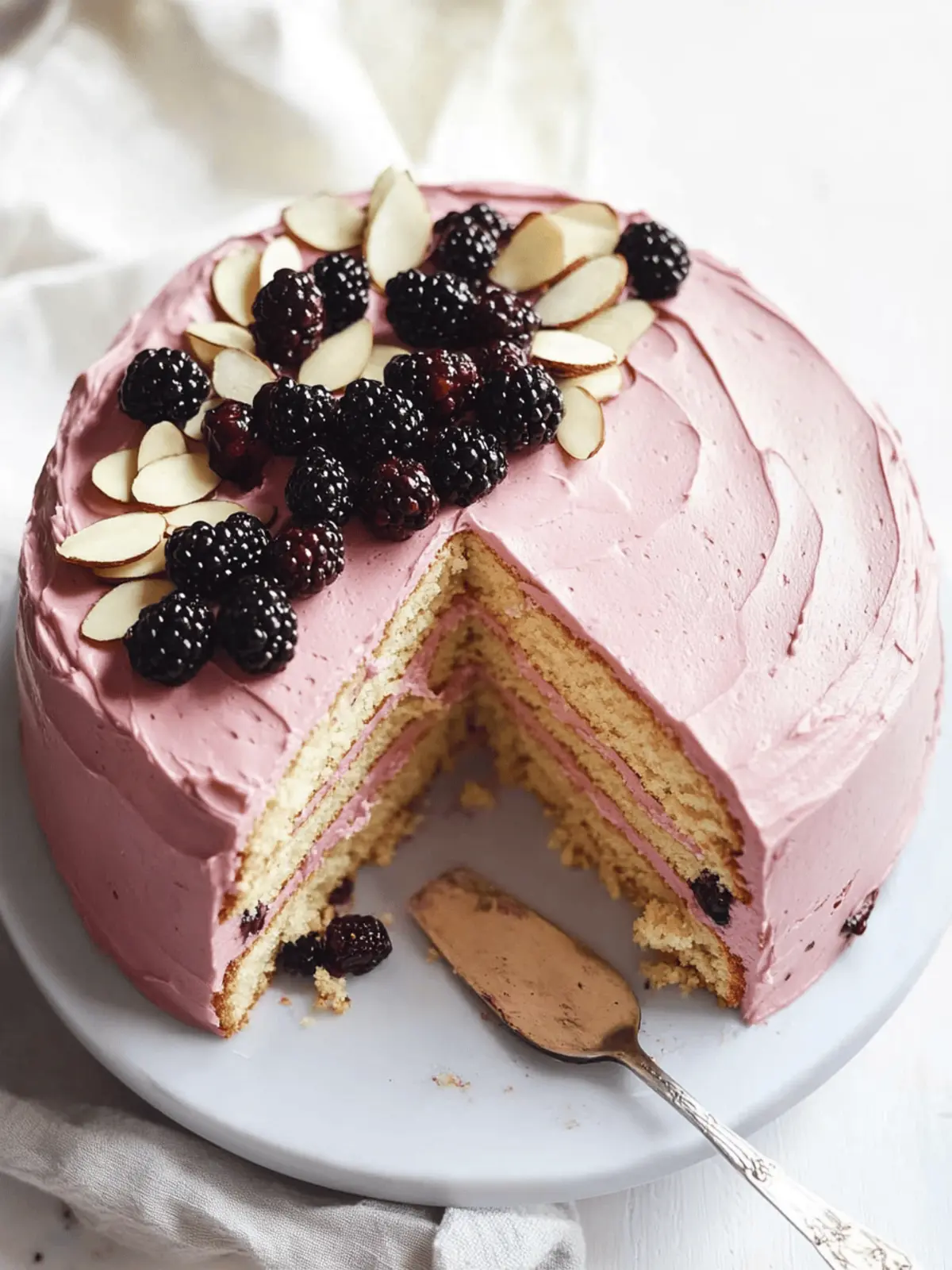 Almond Layer Cake with Blackberry Buttercream