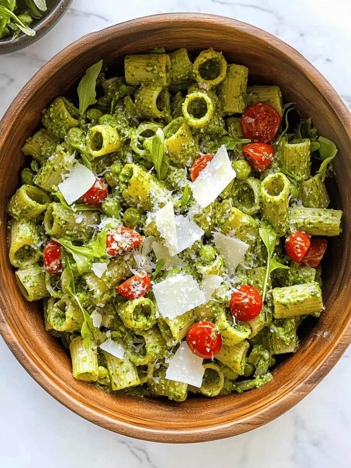 Pesto Rigatoni Pasta Salad with Parmesan