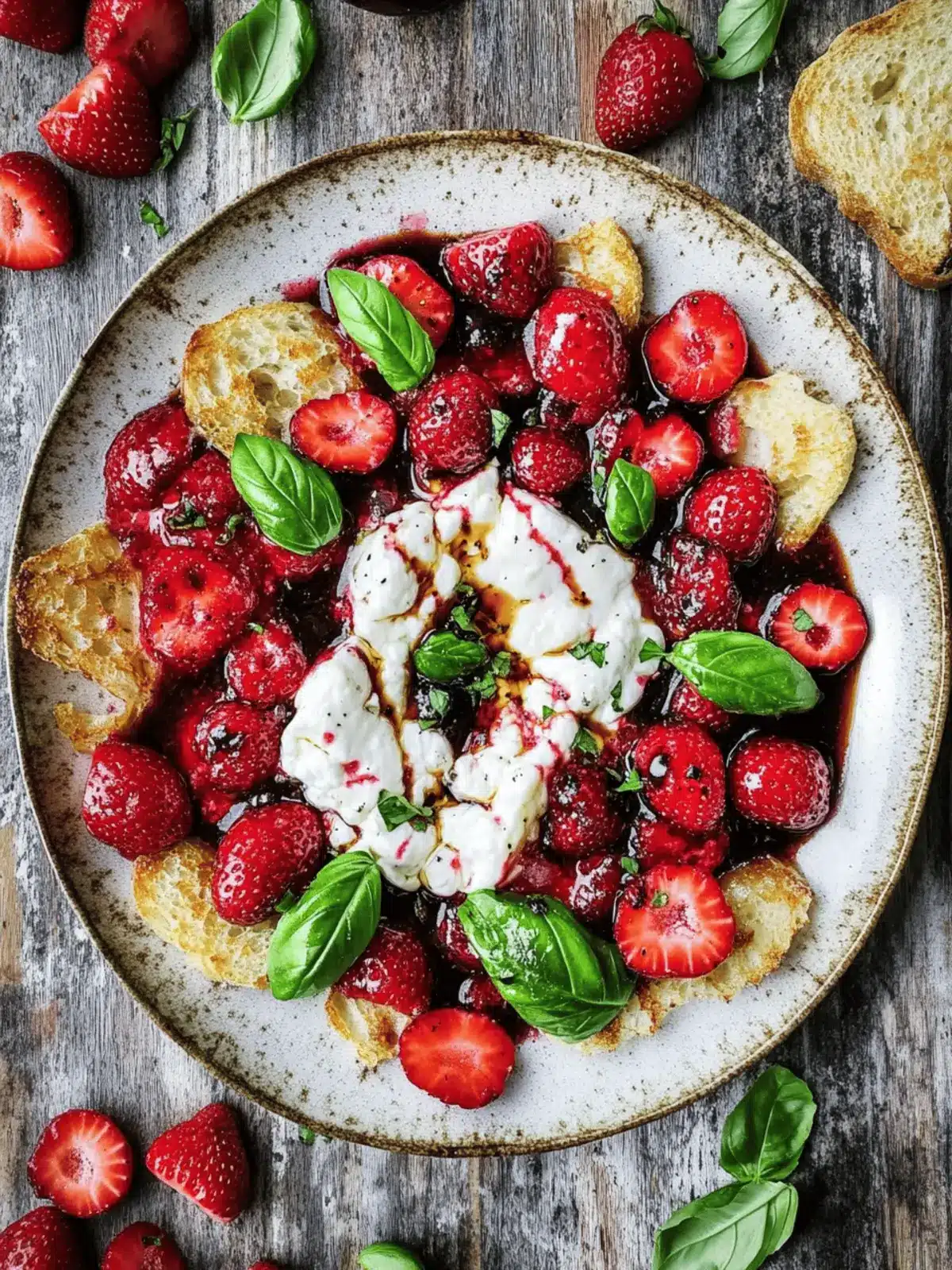 Burrata with Balsamic Strawberries & Basil