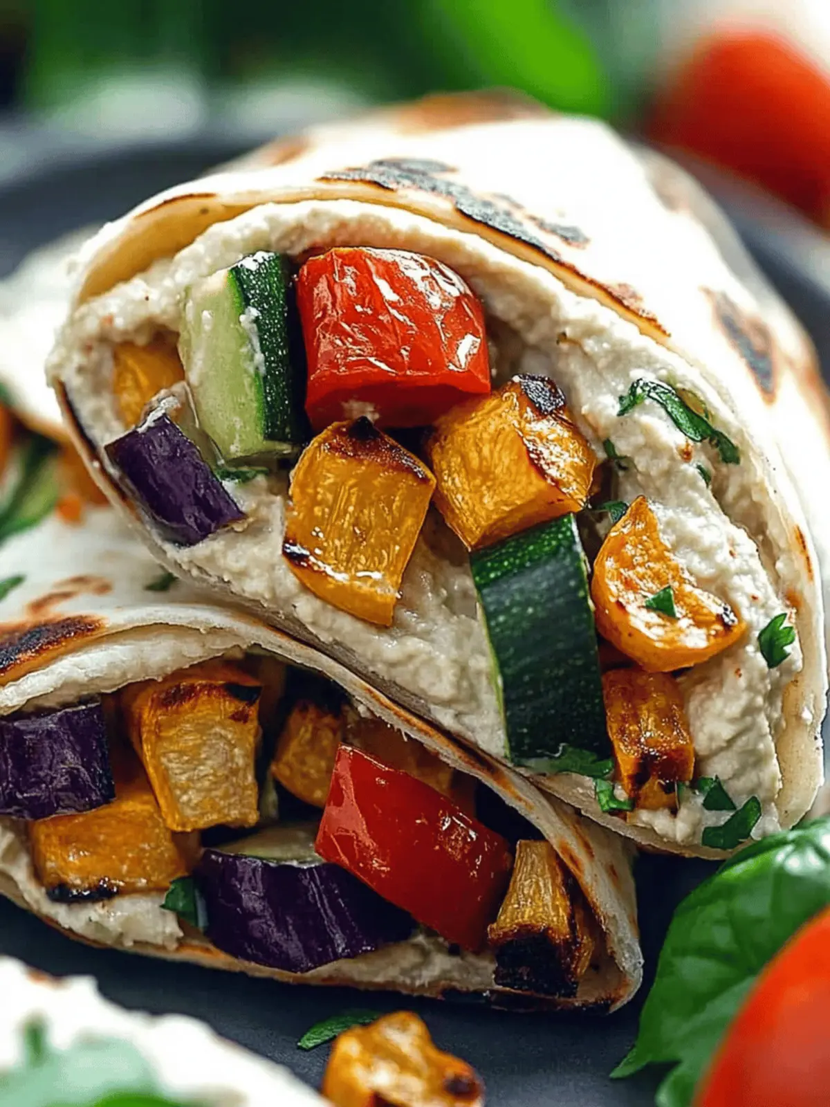 Roasted Veggie and Hummus Wraps