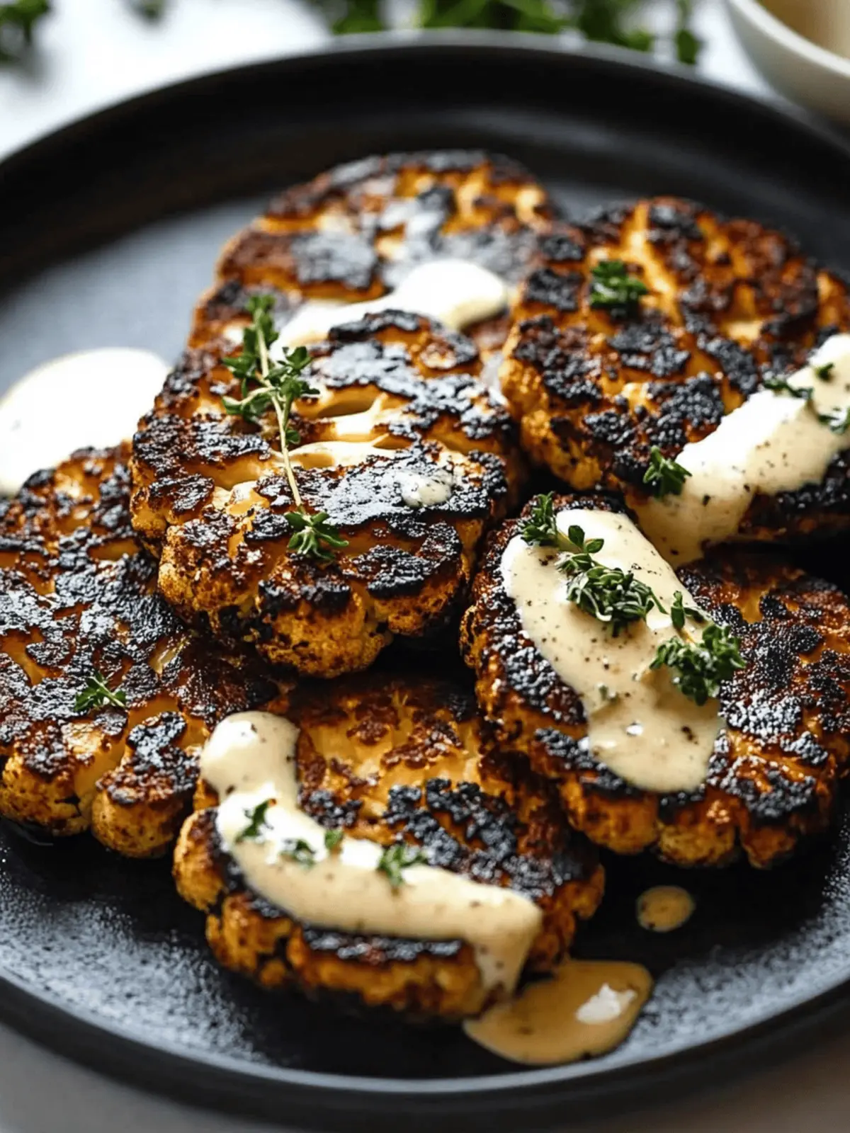 Smoky Cauliflower Steaks with Garlic Lemon Sauce