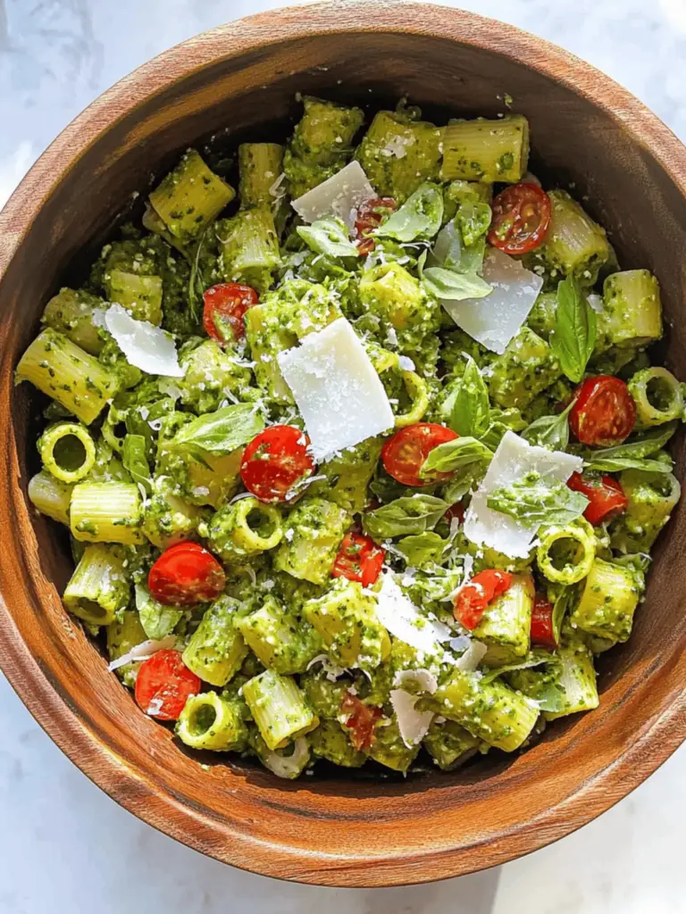 Pesto Rigatoni Pasta Salad with Parmesan